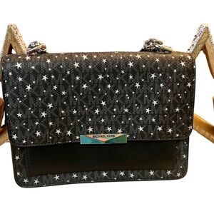 Michael Kors Jade Black & White Star Chain Crossbody Purse with Dust Bag